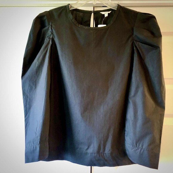 NWT JOIE Rene Puff-Shoulder 3\4 Sleeve Blouse Caviar L MSRP $148 - Picture 4 of 7